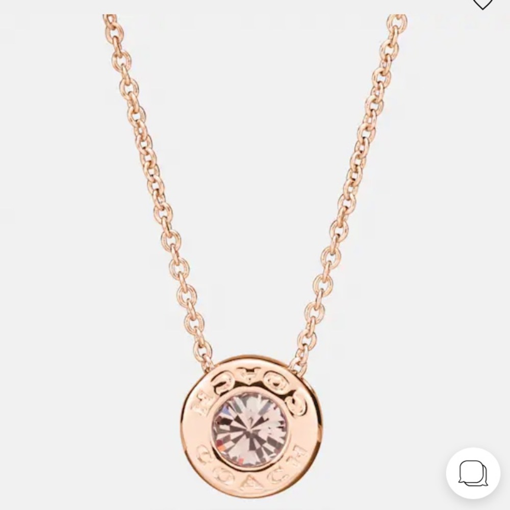 Coach Open Circle Stone Necklace F54514 rose gold